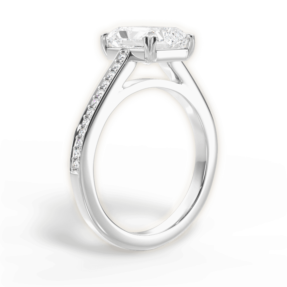 Denise Radiant Cut Lab Grown Diamond 14Kt White Gold Engagement Ring - View 2