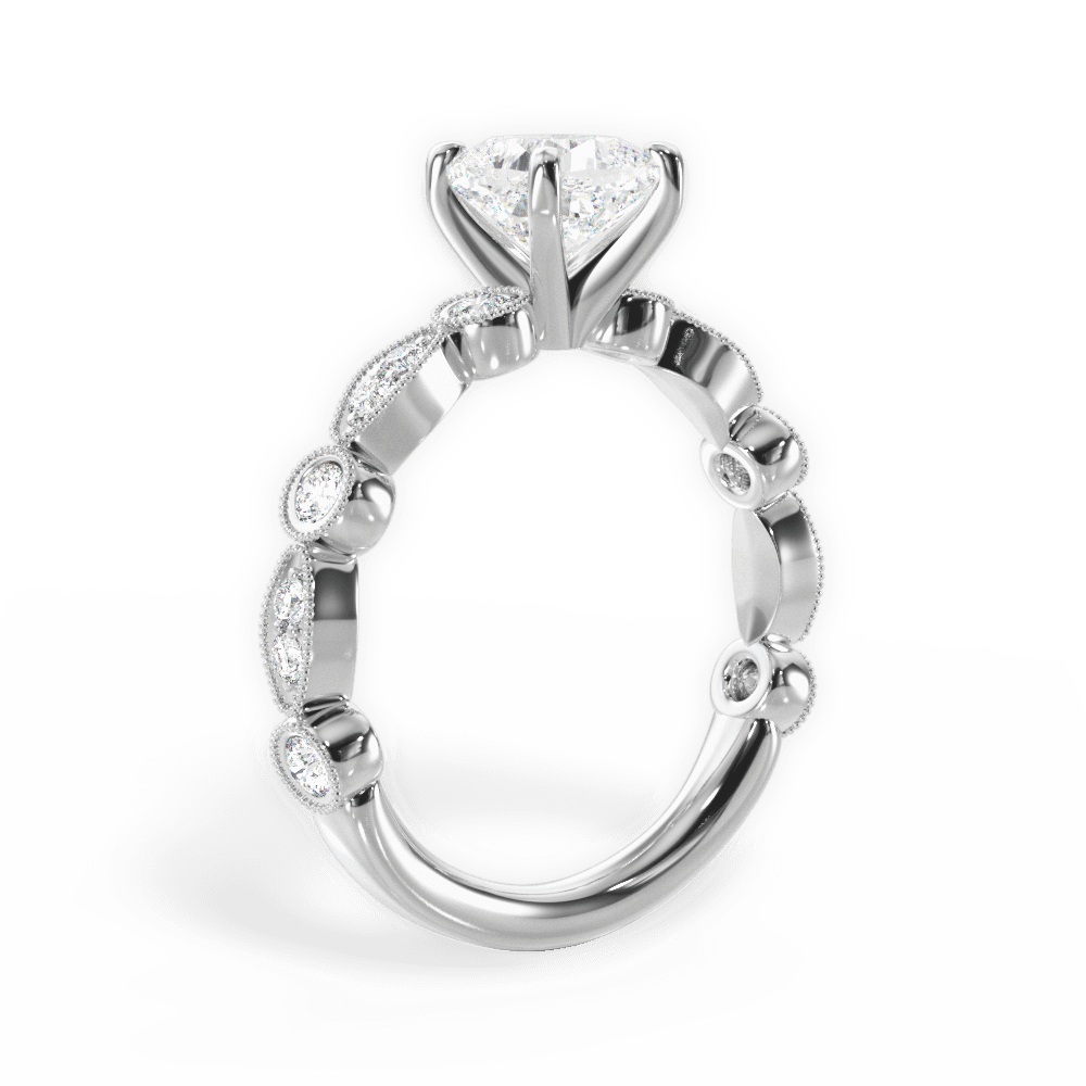 Edith Cushion Cut Lab Grown Diamond 14Kt White Gold Engagement Ring - View 4