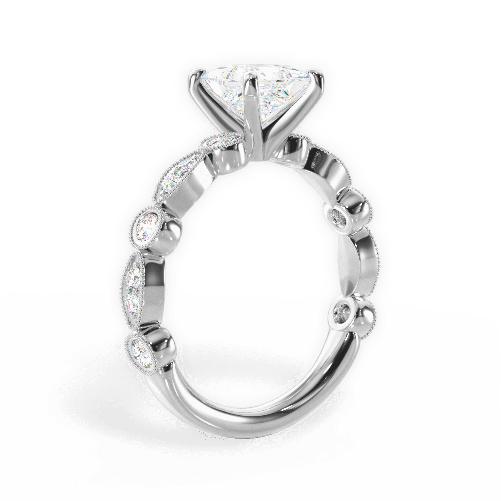 Edith Princess Cut Lab Grown Diamond 18Kt White Gold Engagement Ring - View 3