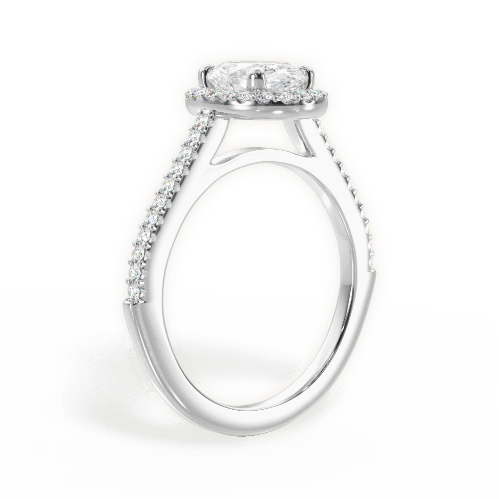 Jeanne Oval Cut Lab Grown Diamond Platinum Engagement Ring - View 3