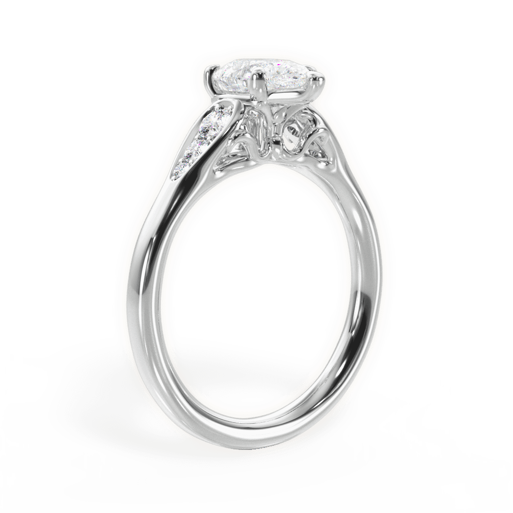 Cecilia Pear Cut Lab Grown Diamond Platinum Engagement Ring - View 3