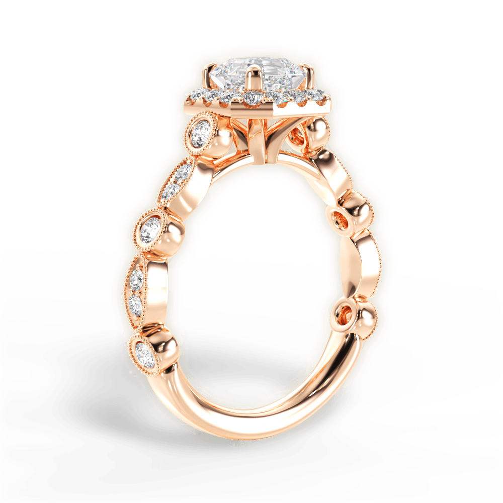 Irene Asscher Cut Lab Grown Diamond 18Kt Rose Gold Engagement Ring - View 3