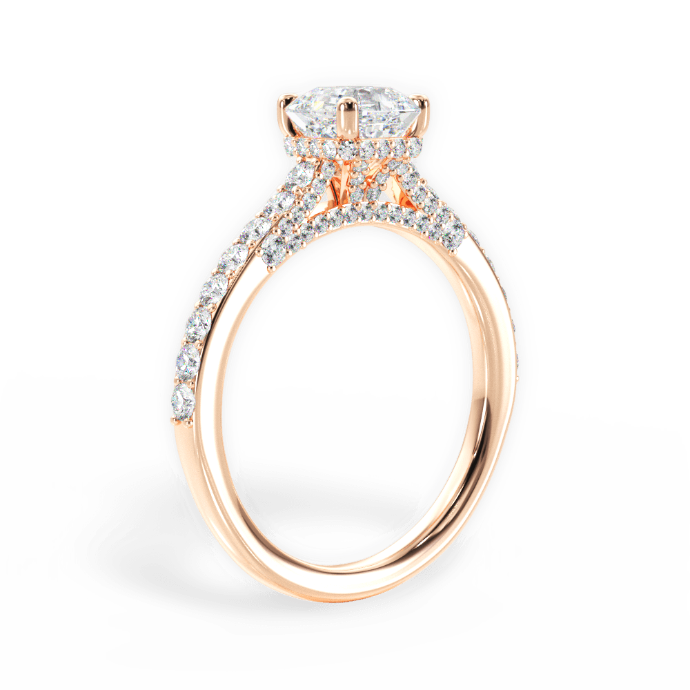 Laura Asscher Cut Lab Grown Diamond 18Kt Rose Gold Engagement Ring - View 2