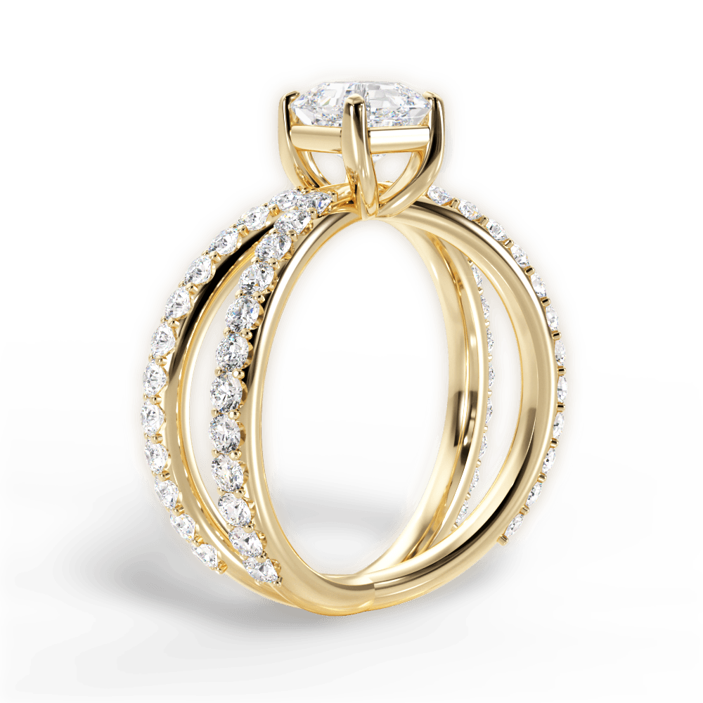 Lauren Asscher Cut Lab Grown Diamond 18Kt Yellow Gold Engagement Ring - View 4