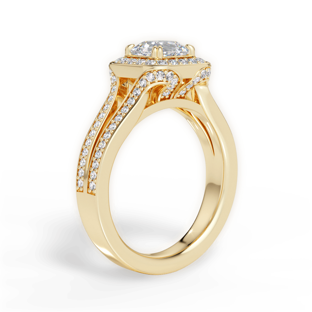 Mackenzie Asscher Cut Lab Grown Diamond 18Kt Yellow Gold Engagement Ring - View 2