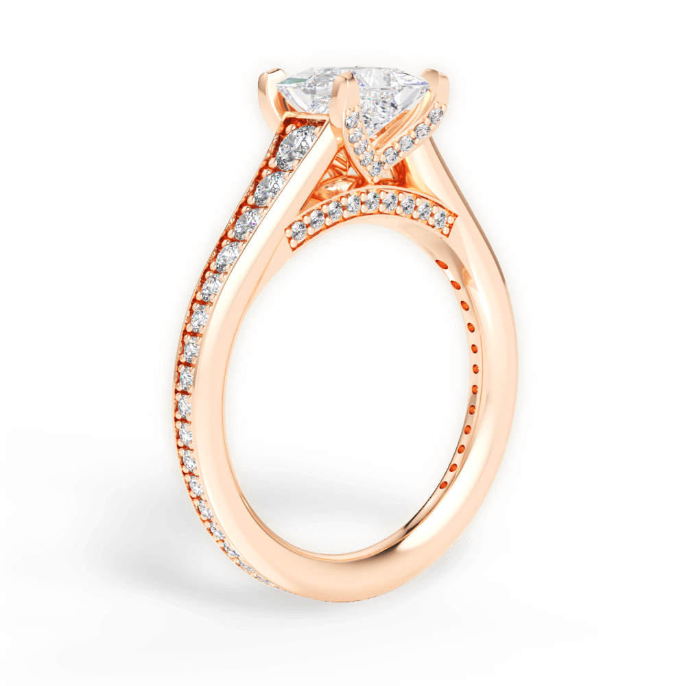 Leslie Princess Cut Lab Grown Diamond 18Kt Rose Gold Engagement Ring - View 4