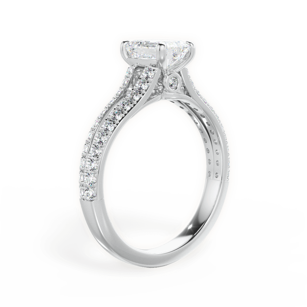 Kendra Emerald Cut Lab Grown Diamond Platinum Engagement Ring - View 4