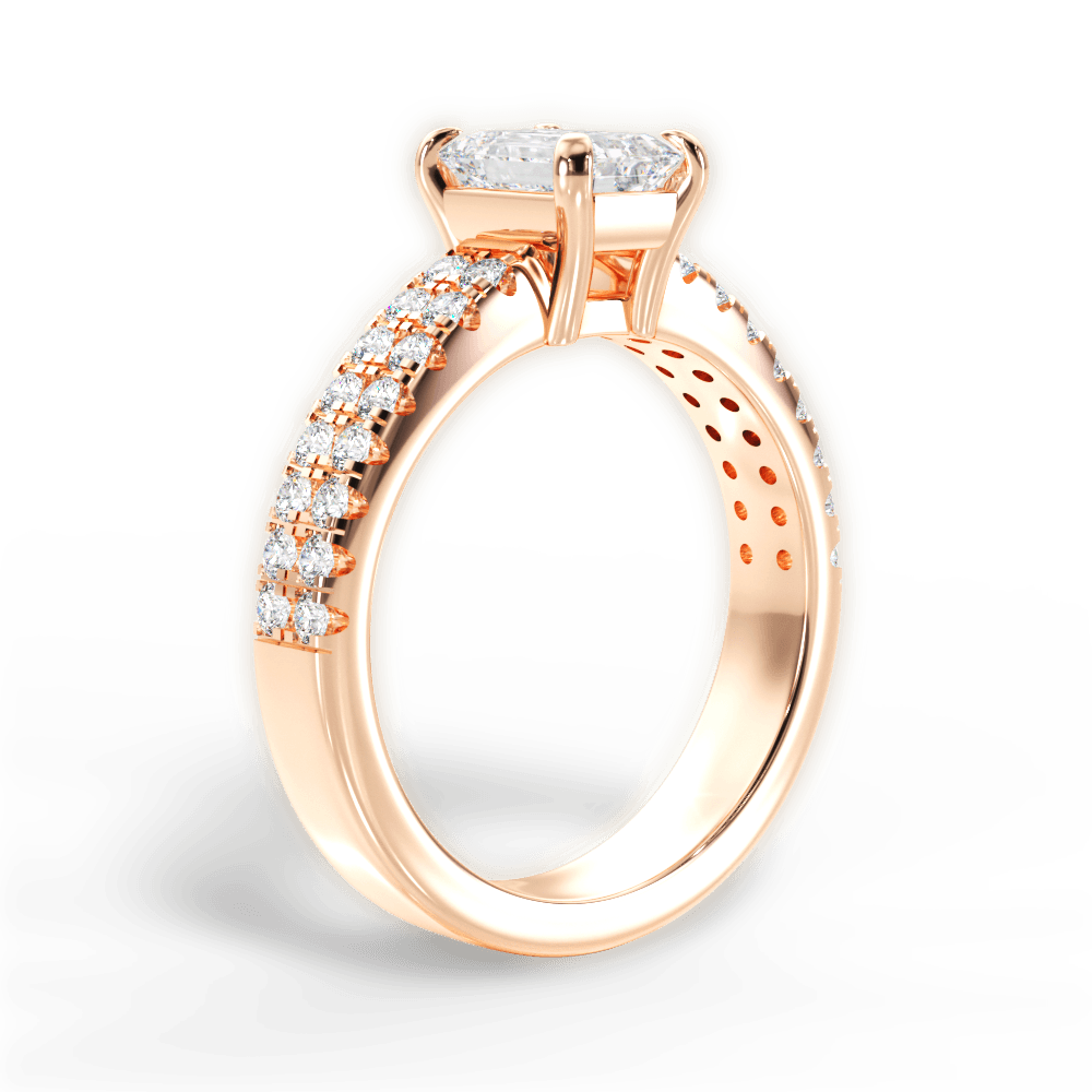 Kayla Emerald Cut Lab Grown Diamond 18Kt Rose Gold Engagement Ring - View 2