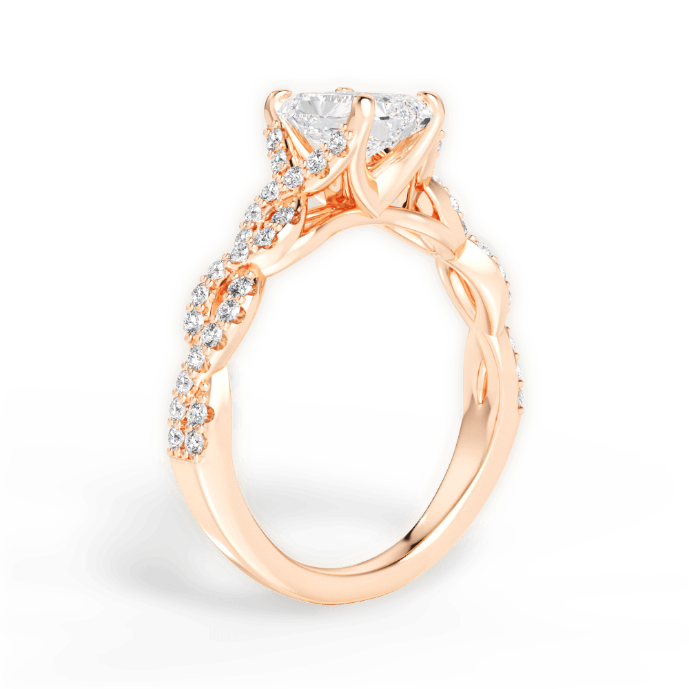 Justine Radiant Cut Lab Grown Diamond 18Kt Rose Gold Engagement Ring - View 3