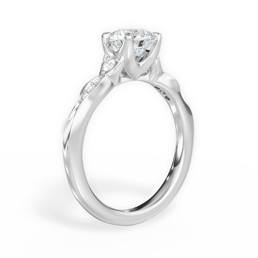 Cassie Round Cut Lab Grown Diamond Platinum Engagement Ring - View 3