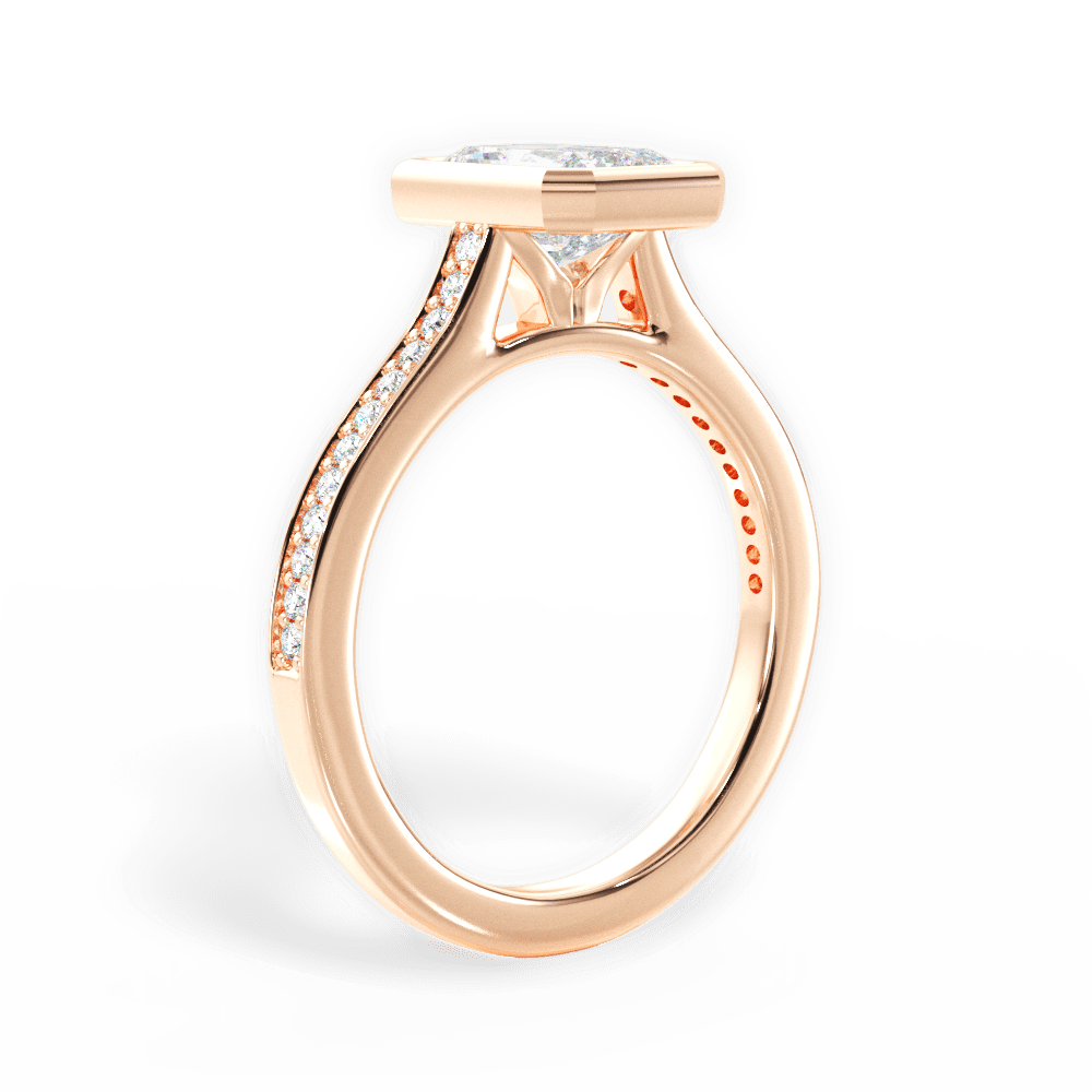 Deanna Radiant Cut Lab Grown Diamond 18Kt Rose Gold Engagement Ring - View 4