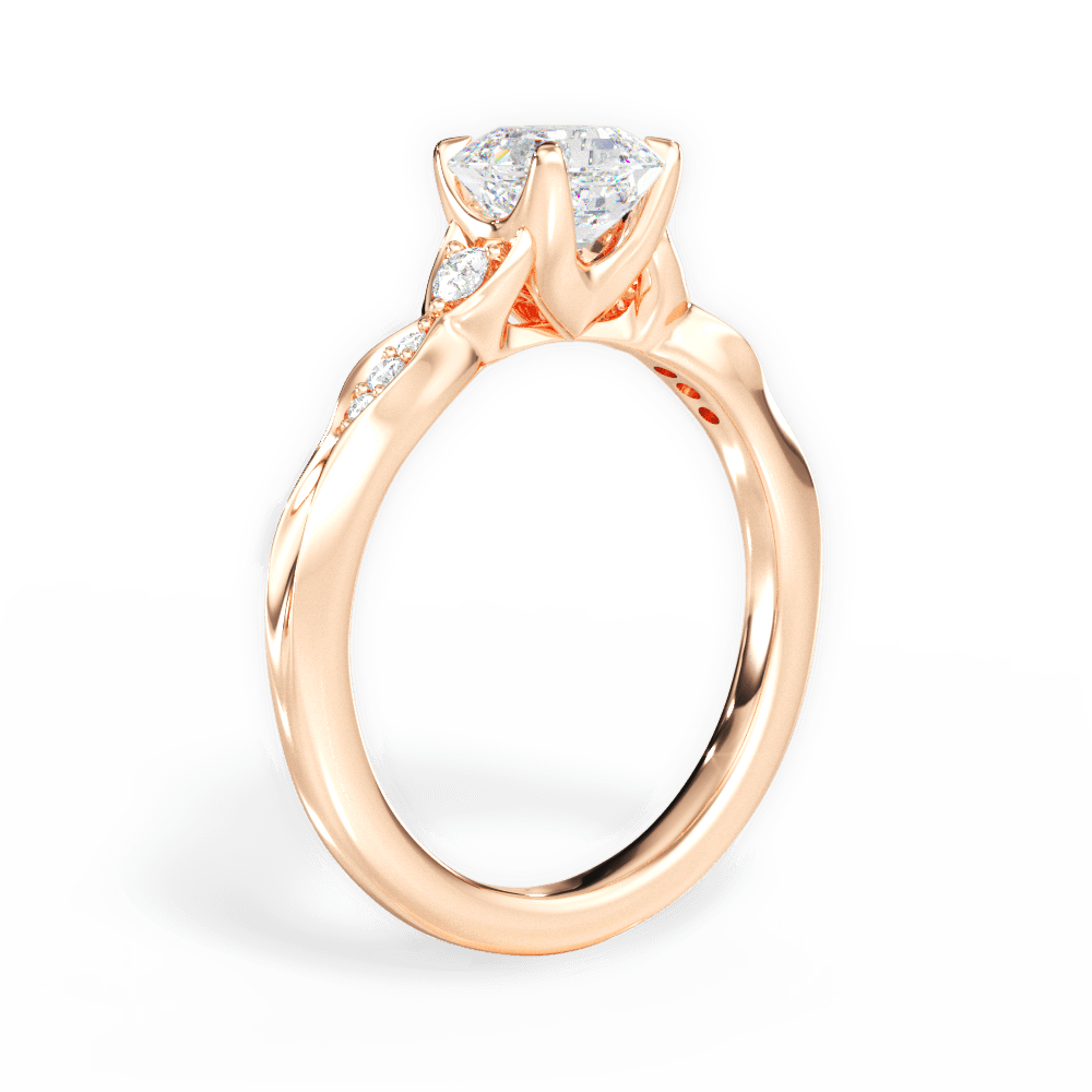 Cassie Asscher Cut Lab Grown Diamond 18Kt Rose Gold Engagement Ring - View 2