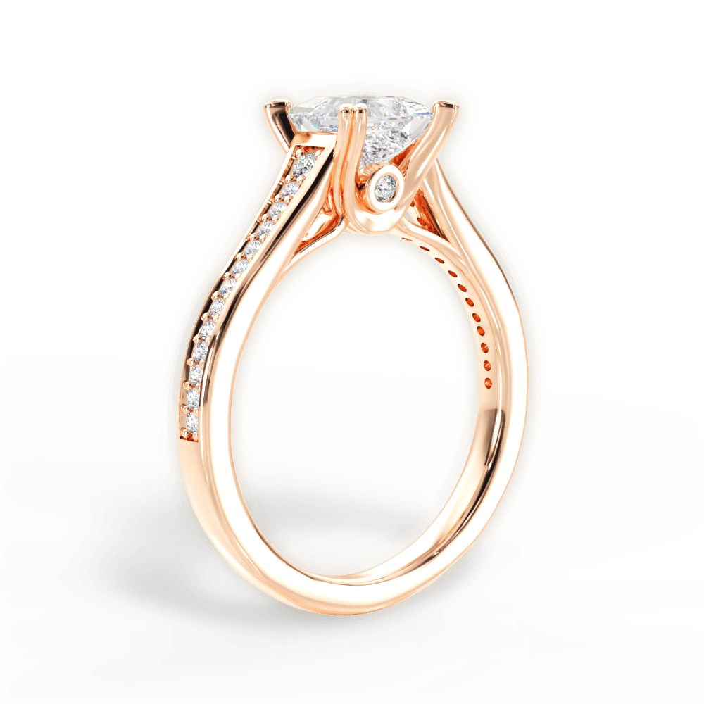 Delia Princess Cut Lab Grown Diamond 18Kt Rose Gold Engagement Ring - View 3