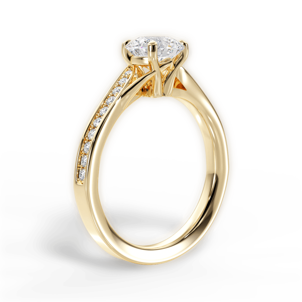 Elise Round Cut Lab Grown Diamond 18Kt Yellow Gold Engagement Ring - View 2
