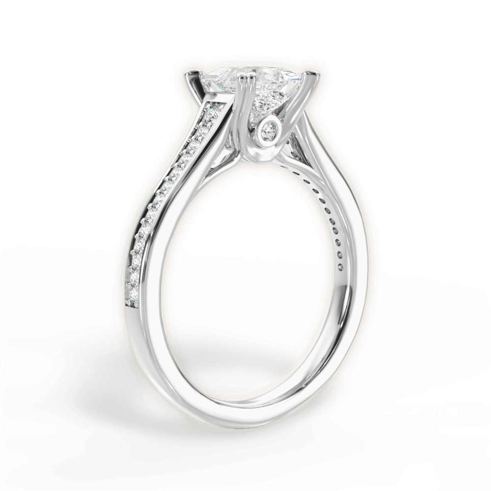 Delia Princess Cut Lab Grown Diamond 14Kt White Gold Engagement Ring - View 4