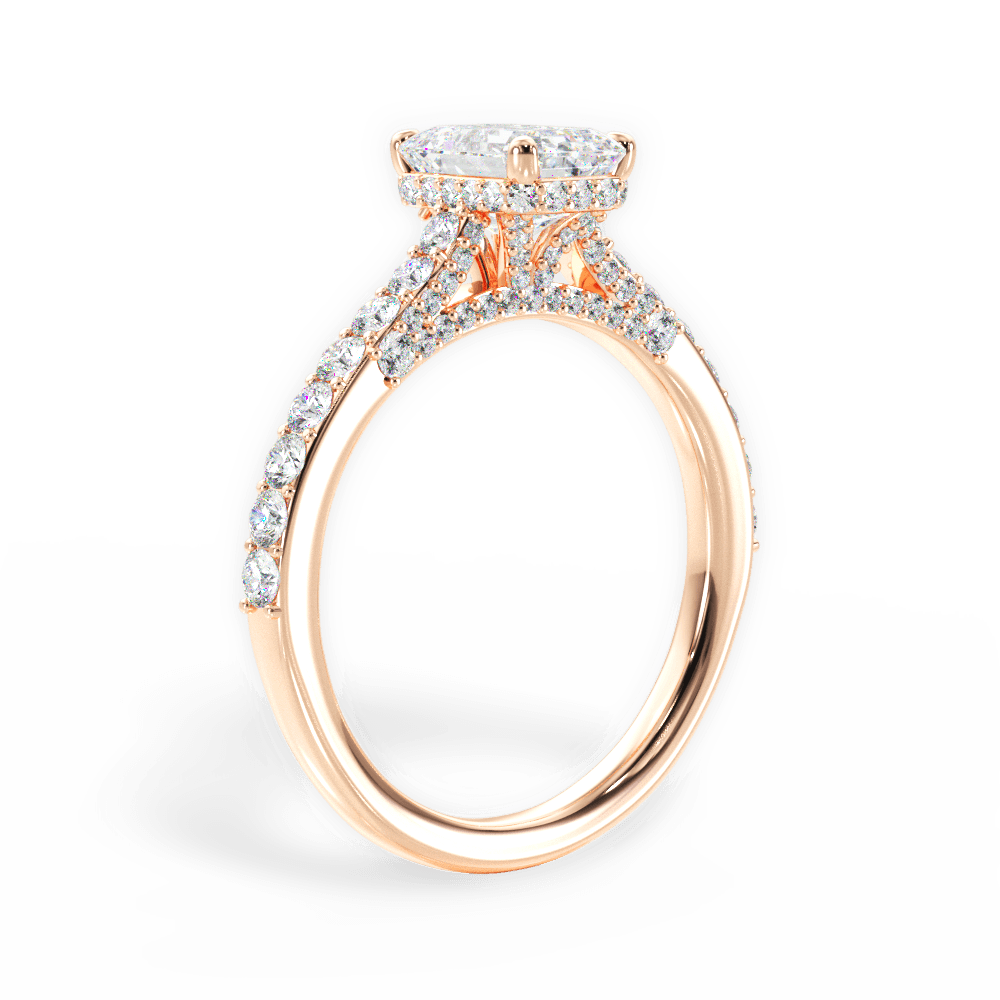 Laura Emerald Cut Lab Grown Diamond 18Kt Rose Gold Engagement Ring - View 3