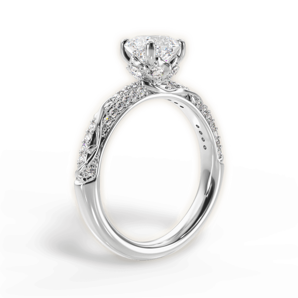 Josephine Asscher Cut Lab Grown Diamond 14Kt White Gold Engagement Ring - View 2