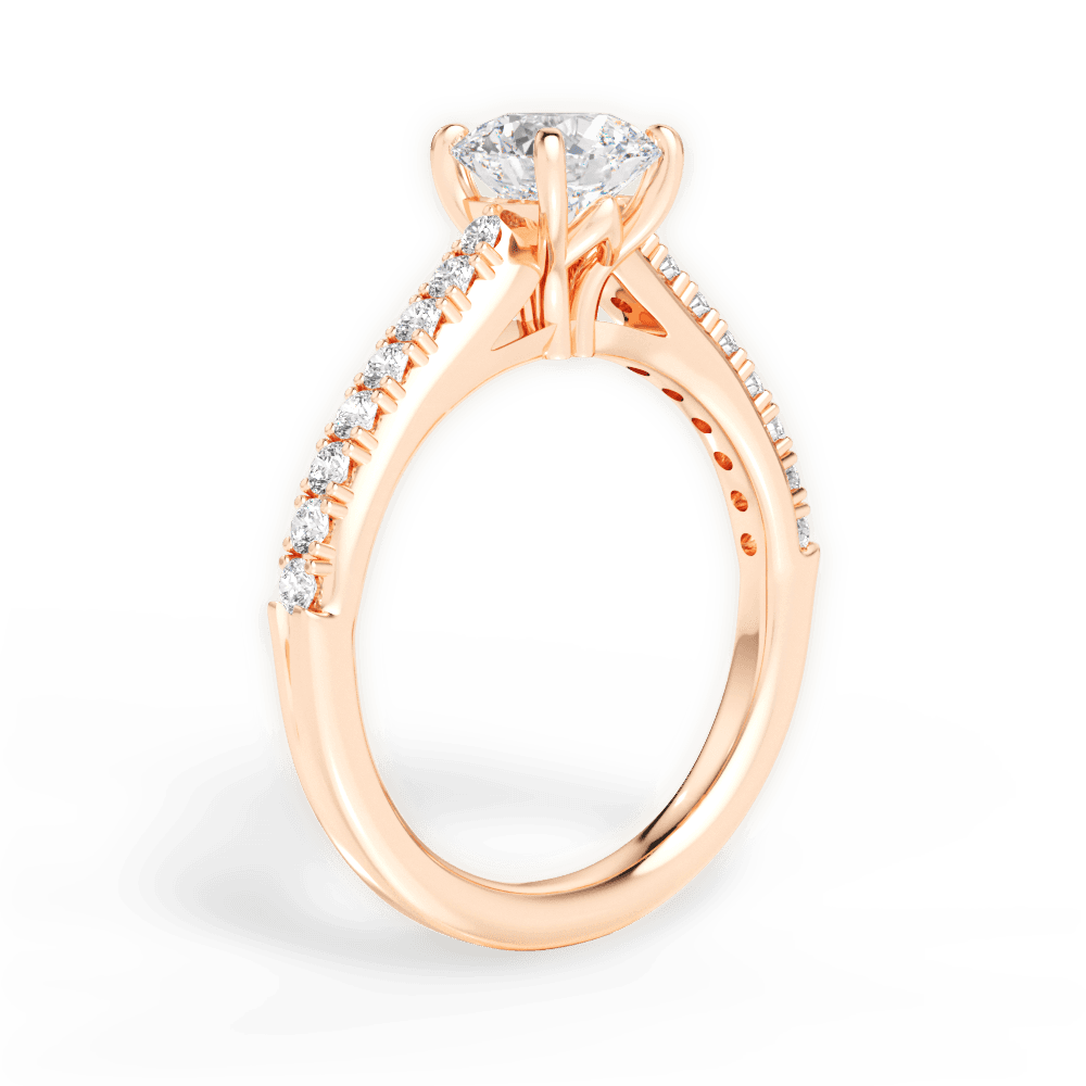 Elizabeth Round Cut Lab Grown Diamond 18Kt Rose Gold Engagement Ring - View 2