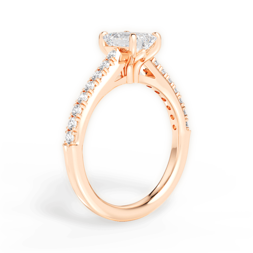 Elizabeth Emerald Cut Lab Grown Diamond 18Kt Rose Gold Engagement Ring - View 2