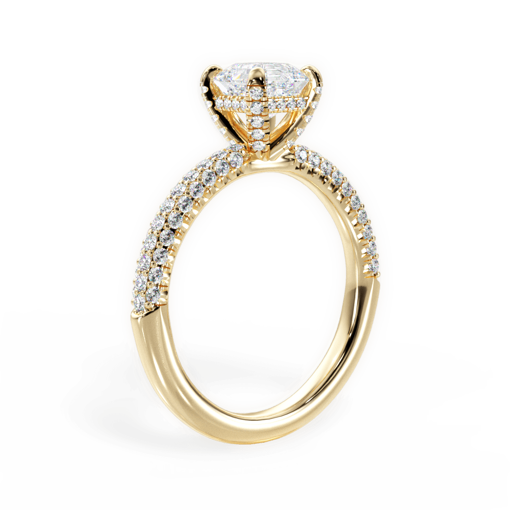 Lisa Asscher Cut Lab Grown Diamond 18Kt Yellow Gold Engagement Ring - View 4
