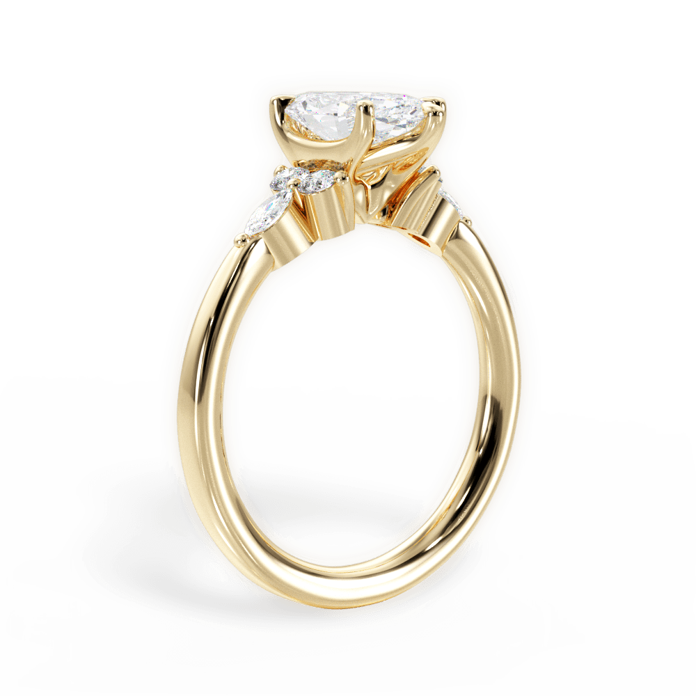 Cynthia Marquise Cut Lab Grown Diamond 18Kt Yellow Gold Engagement Ring - View 2