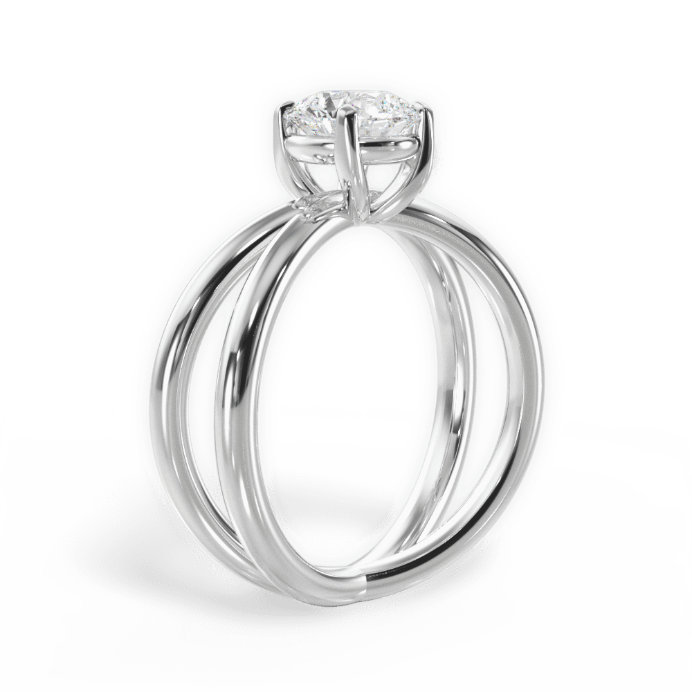 Ada Round Cut Lab Grown Diamond 14Kt White Gold Engagement Ring - View 3