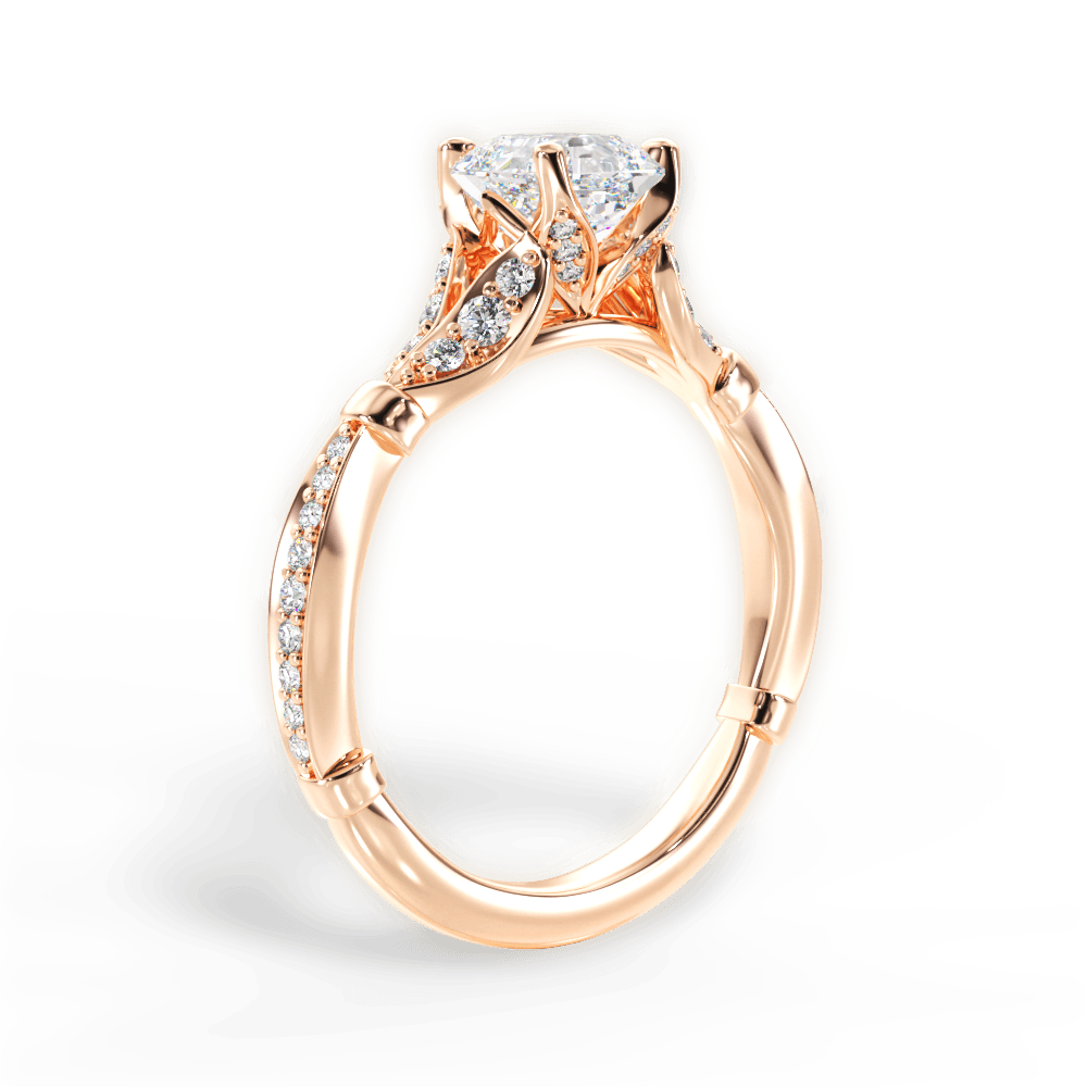 Geraldine Asscher Cut Lab Grown Diamond 18Kt Rose Gold Engagement Ring - View 4