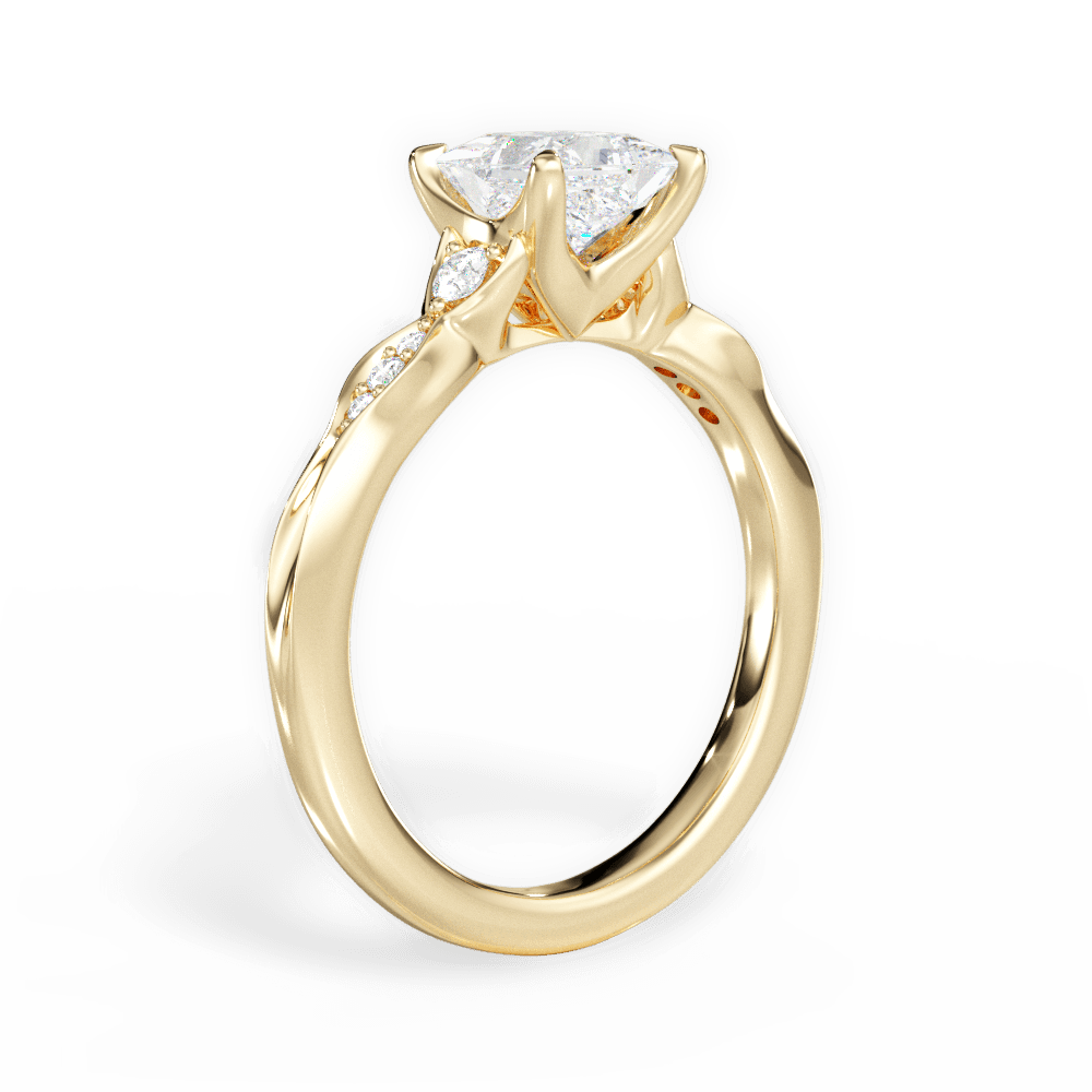 Cassie Princess Cut Lab Grown Diamond 18Kt Yellow Gold Engagement Ring - View 3