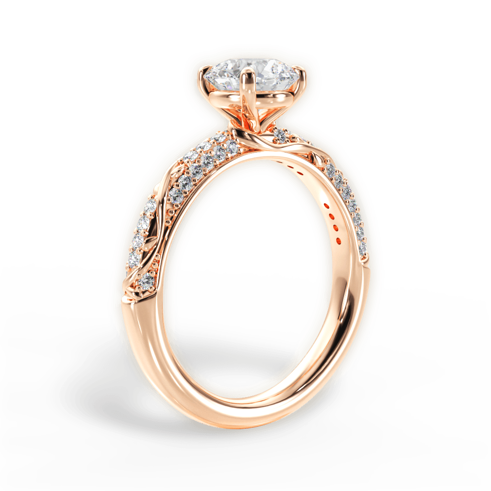 Gloria Round Cut Lab Grown Diamond 18Kt Rose Gold Engagement Ring - View 2