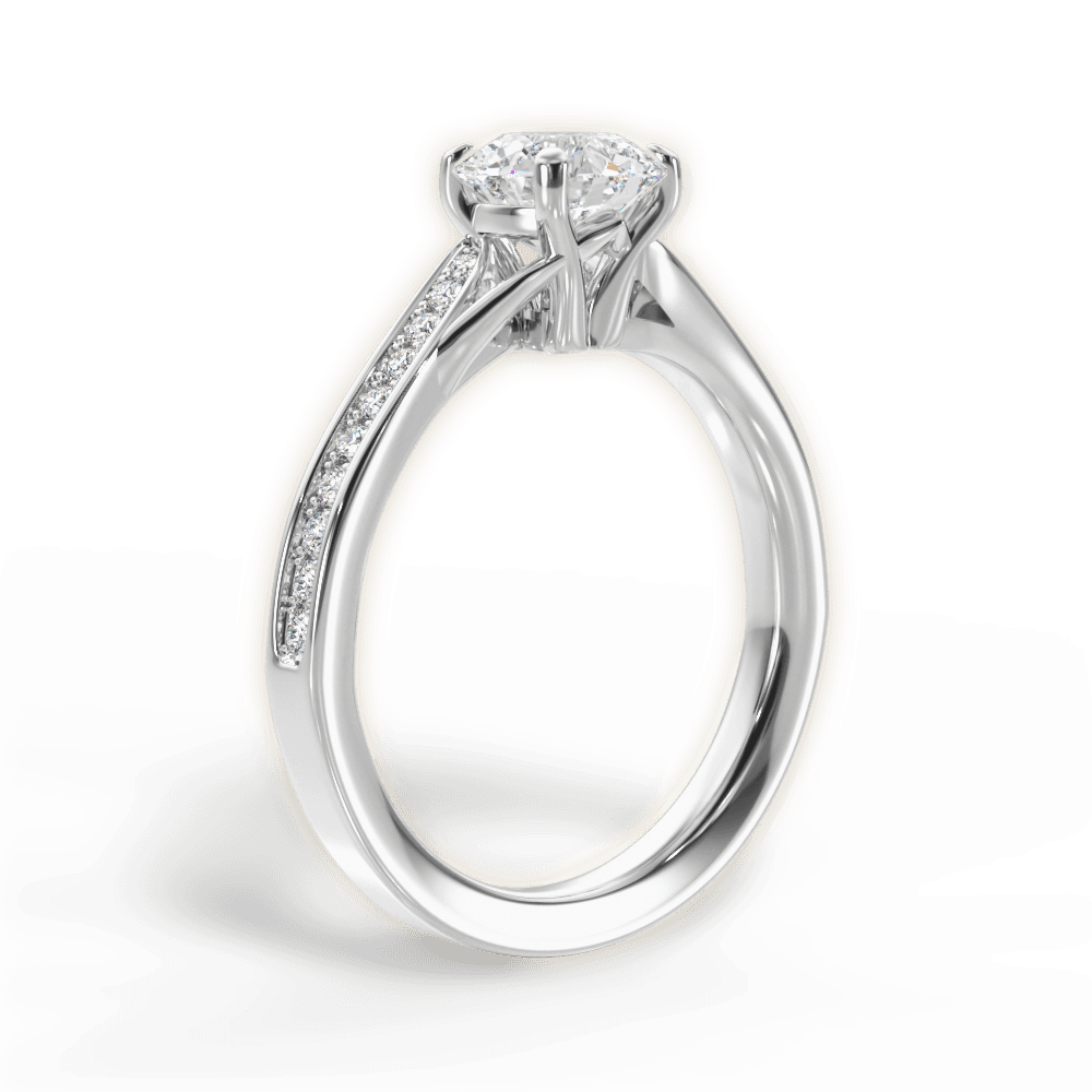 Elise Round Cut Lab Grown Diamond 14Kt White Gold Engagement Ring - View 4