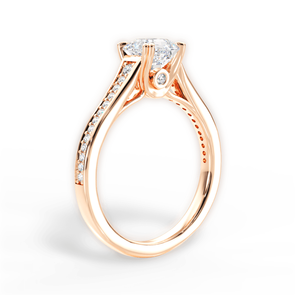 Delia Asscher Cut Lab Grown Diamond 18Kt Rose Gold Engagement Ring - View 3