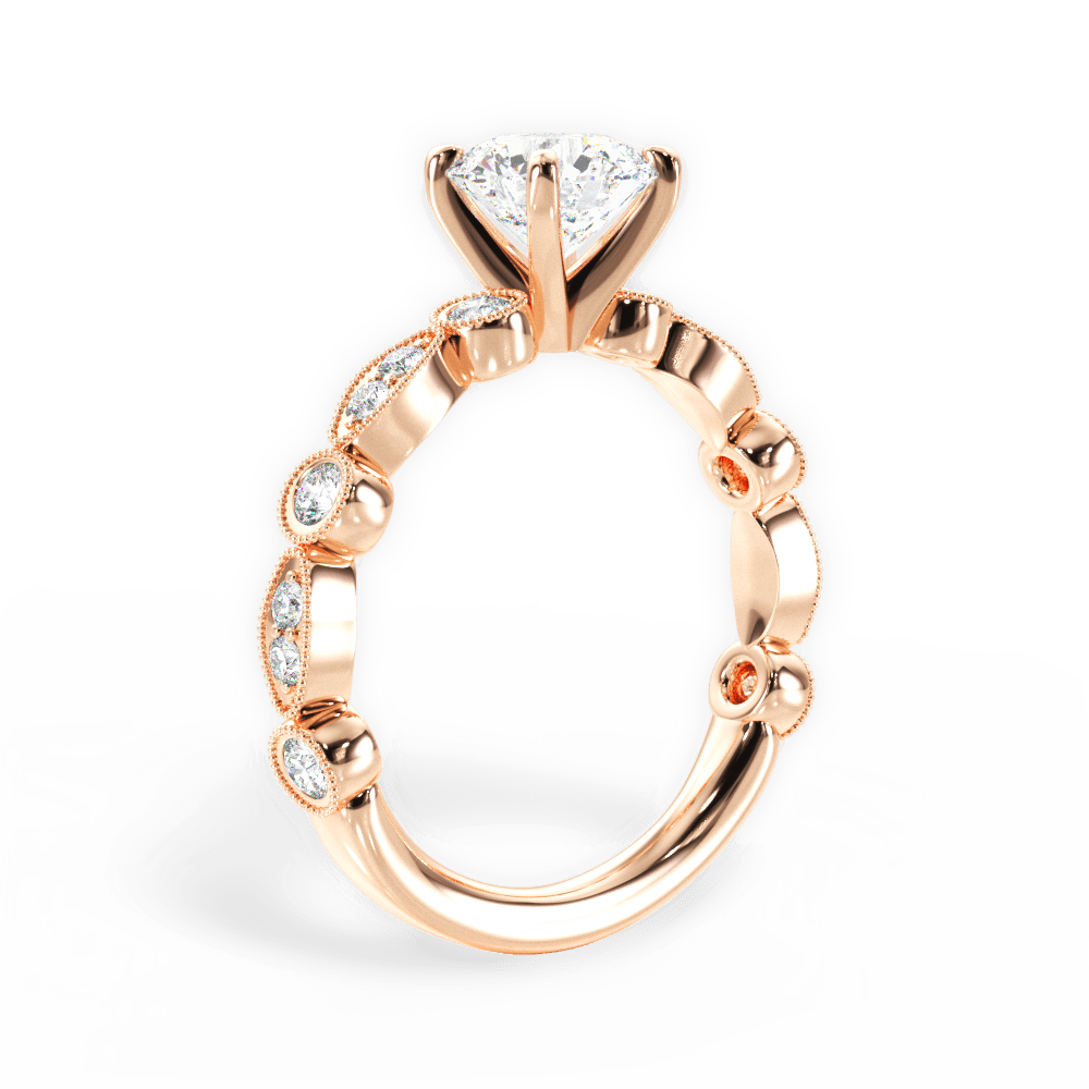 Edith Round Cut Lab Grown Diamond 18Kt Rose Gold Engagement Ring - View 4