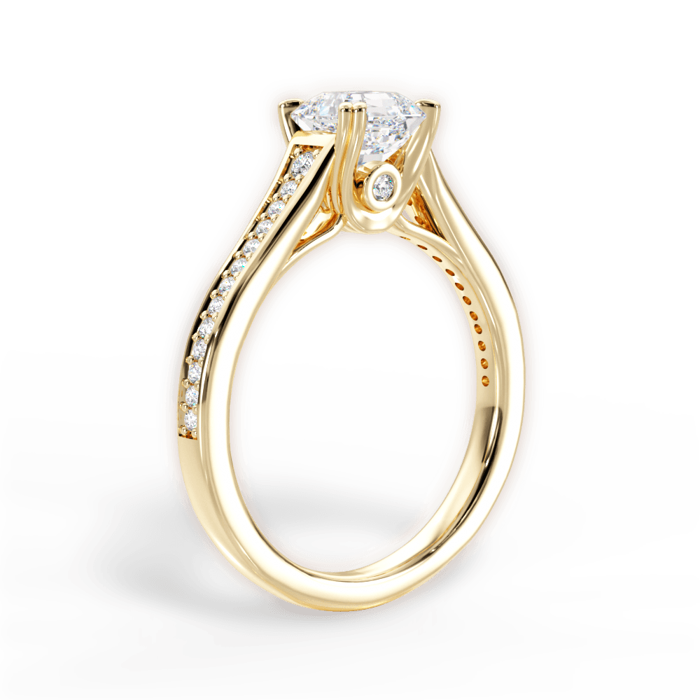 Delia Asscher Cut Lab Grown Diamond 18Kt Yellow Gold Engagement Ring - View 2