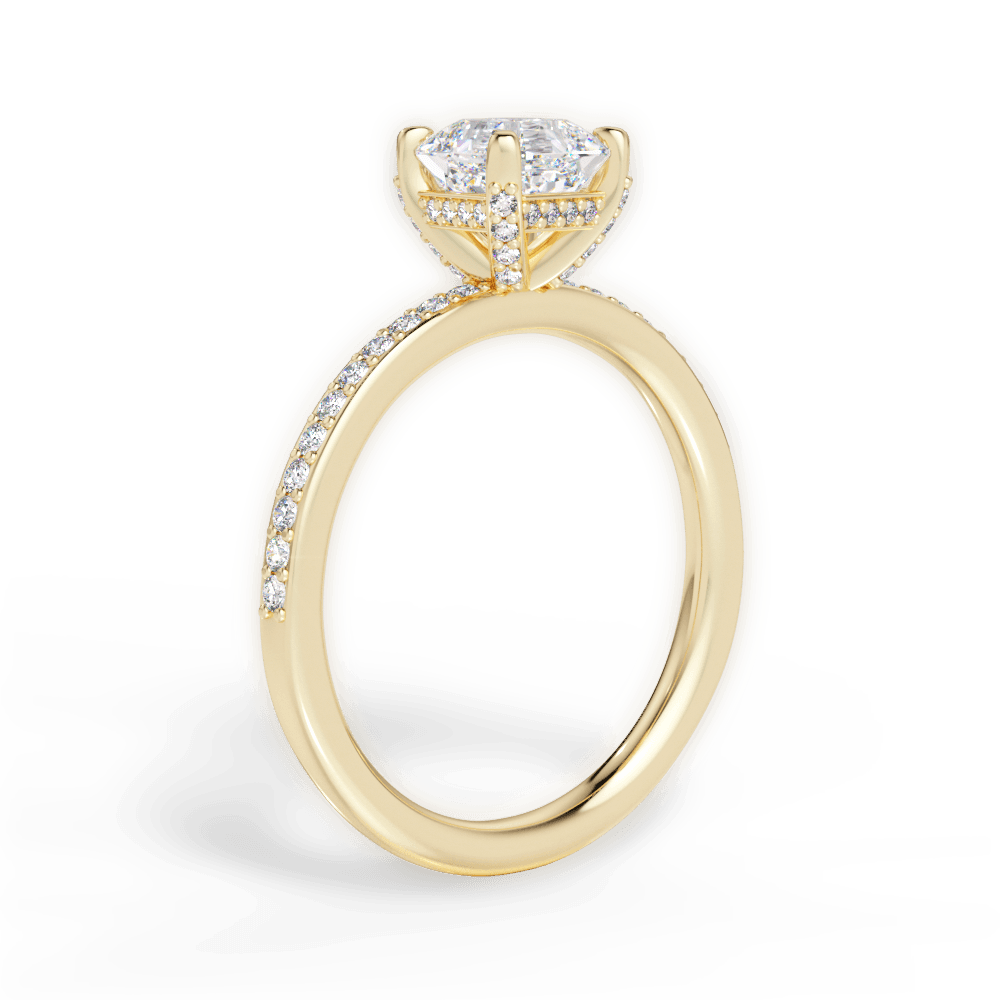 Janice Asscher Cut Lab Grown Diamond 18Kt Yellow Gold Engagement Ring - View 2