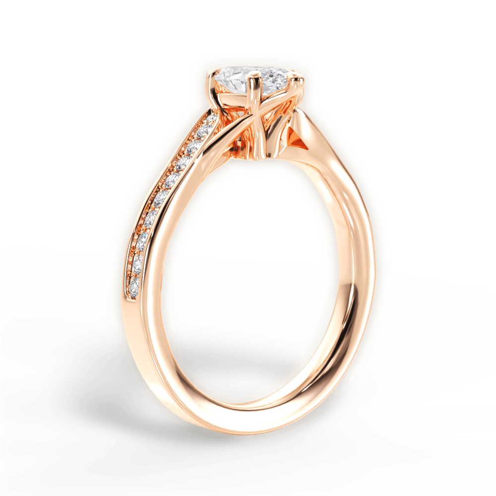 Elise Marquise Cut Lab Grown Diamond 18Kt Rose Gold Engagement Ring - View 4