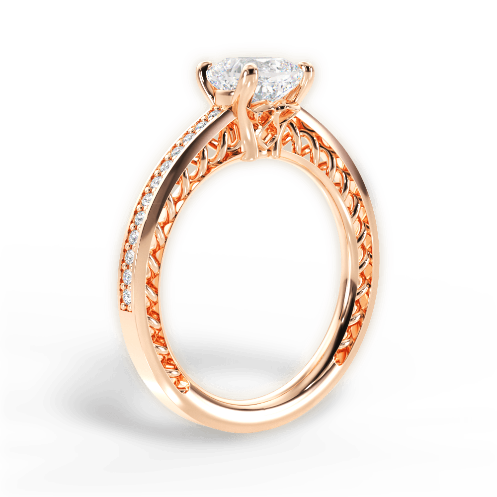 Donna Cushion Cut Lab Grown Diamond 18Kt Rose Gold Engagement Ring - View 2