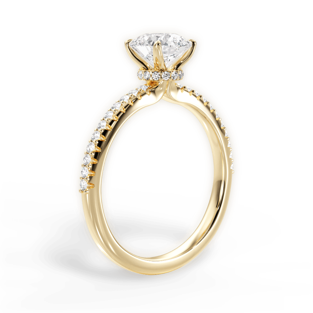 Giselle Round Cut Lab Grown Diamond 18Kt Yellow Gold Engagement Ring - View 3