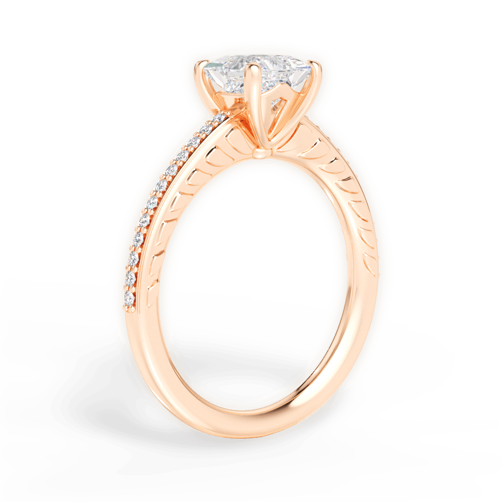 Caroline Princess Cut Lab Grown Diamond 18Kt Rose Gold Engagement Ring - View 4
