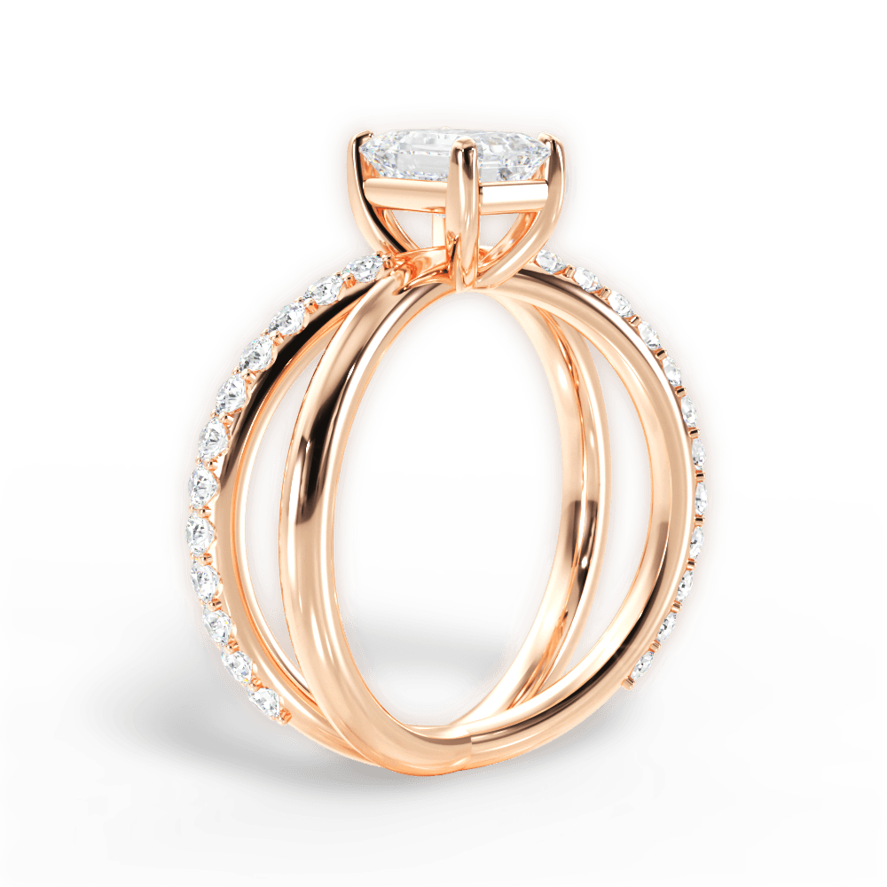 Jennifer Emerald Cut Lab Grown Diamond 18Kt Rose Gold Engagement Ring - View 4
