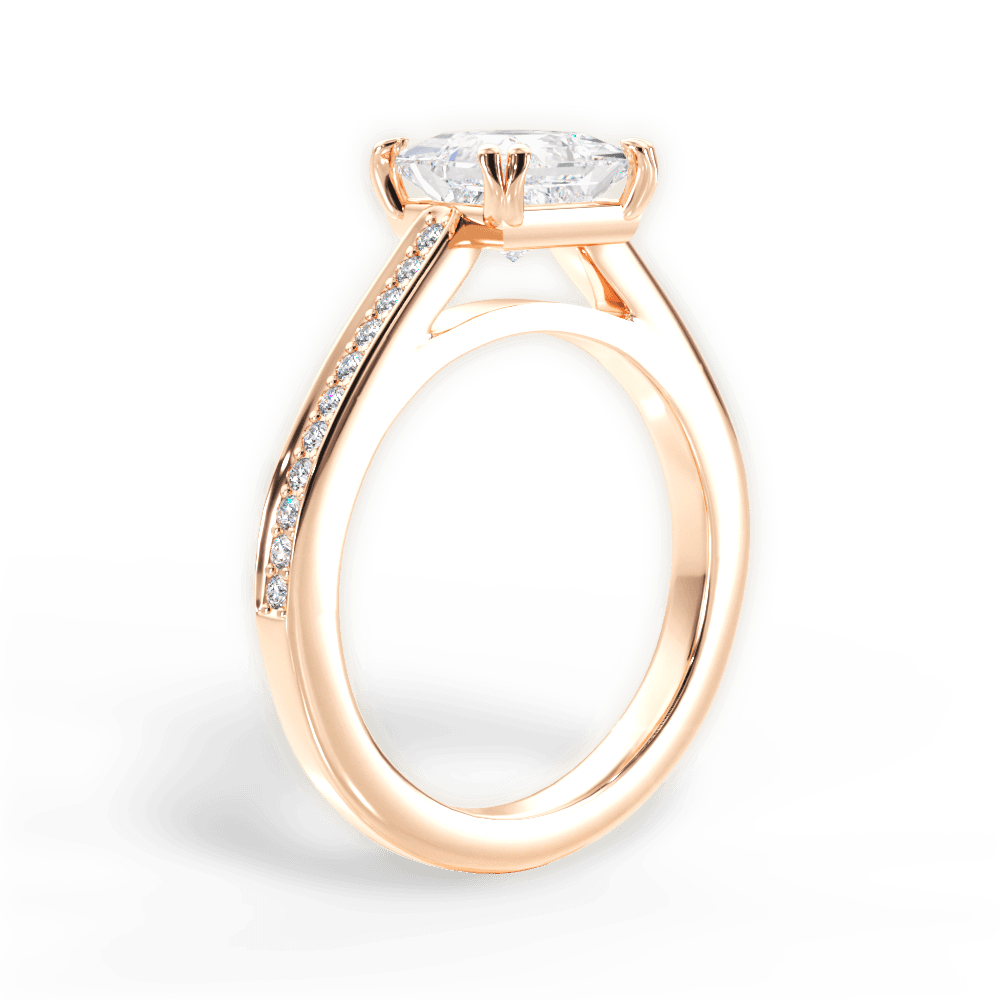 Denise Princess Cut Lab Grown Diamond 18Kt Rose Gold Engagement Ring - View 3