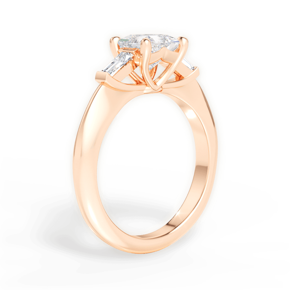 Emily Princess Cut Lab Grown Diamond 18Kt Rose Gold Engagement Ring - View 3