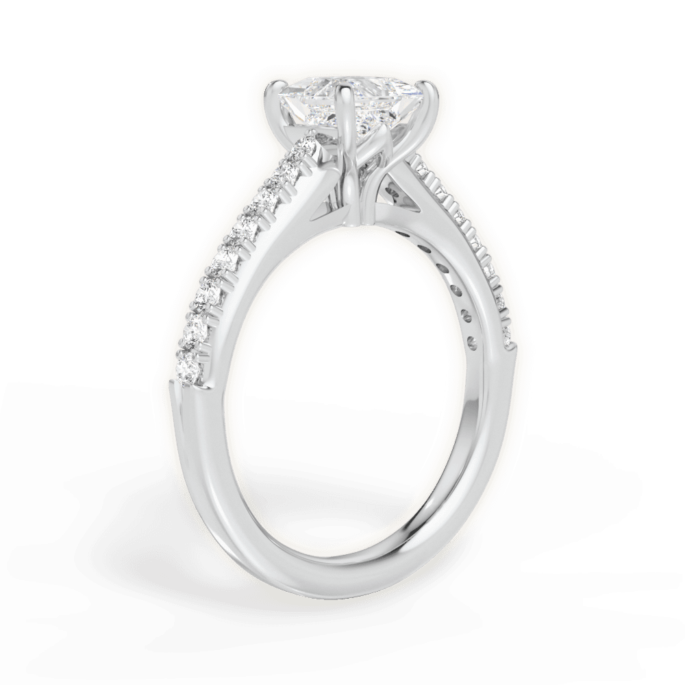 Elizabeth Princess Cut Lab Grown Diamond 18Kt White Gold Engagement Ring - View 2