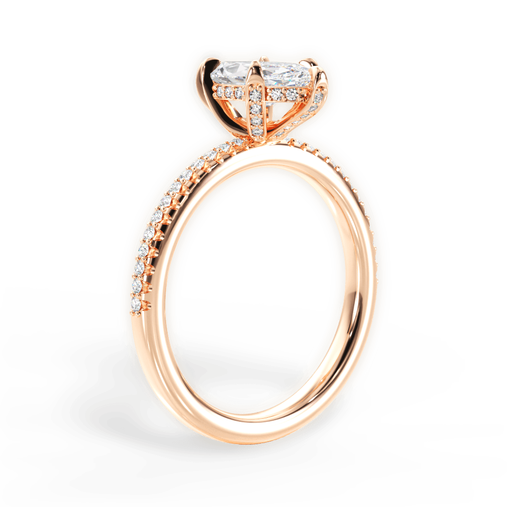Helen Marquise Cut Lab Grown Diamond 18Kt Rose Gold Engagement Ring - View 3