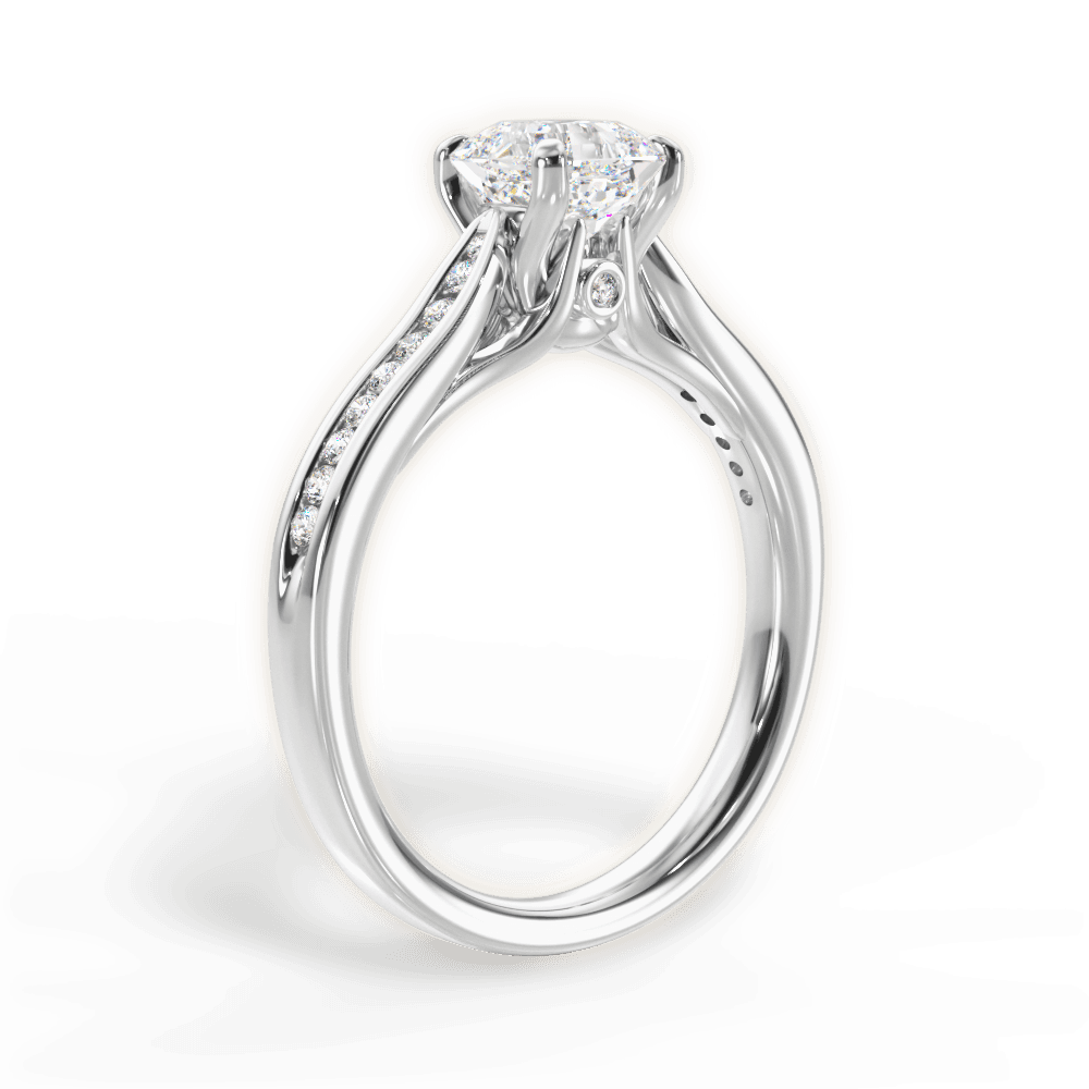 Elena Asscher Cut Lab Grown Diamond Platinum Engagement Ring - View 2