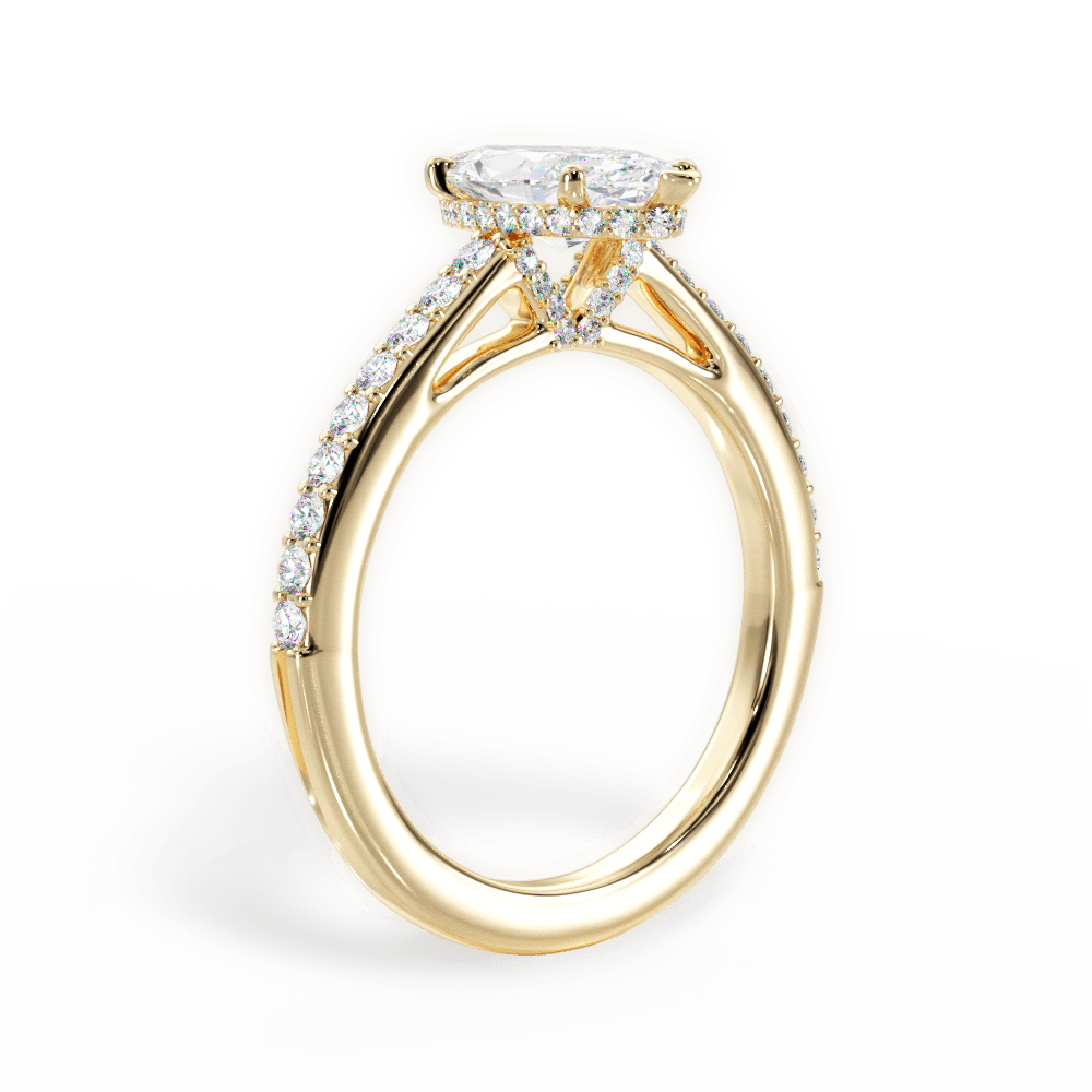 Joan Marquise Cut Lab Grown Diamond 18Kt Yellow Gold Engagement Ring - View 3