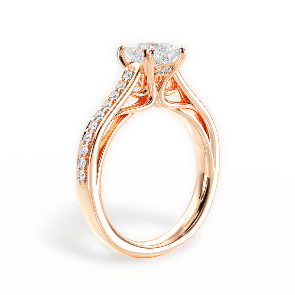 Deborah Princess Cut Lab Grown Diamond 18Kt Rose Gold Engagement Ring - View 4