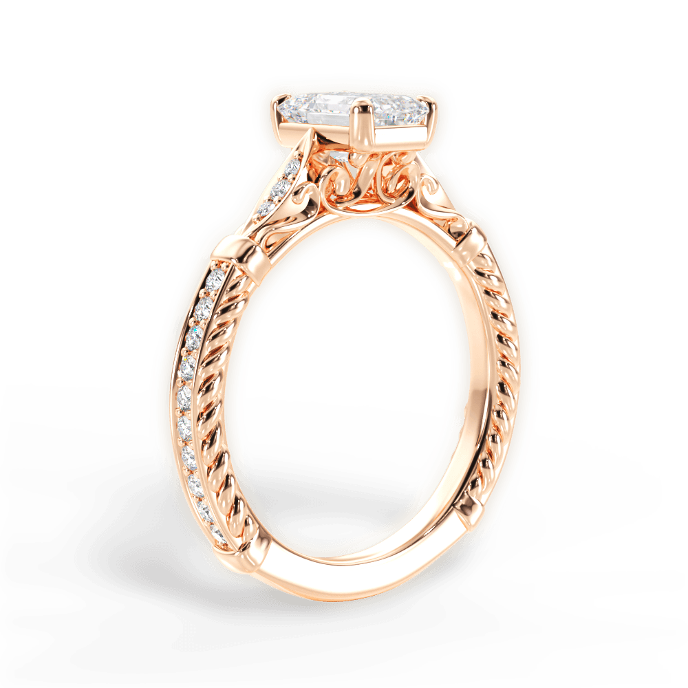 Gabriela Emerald Cut Lab Grown Diamond 18Kt Rose Gold Engagement Ring - View 4