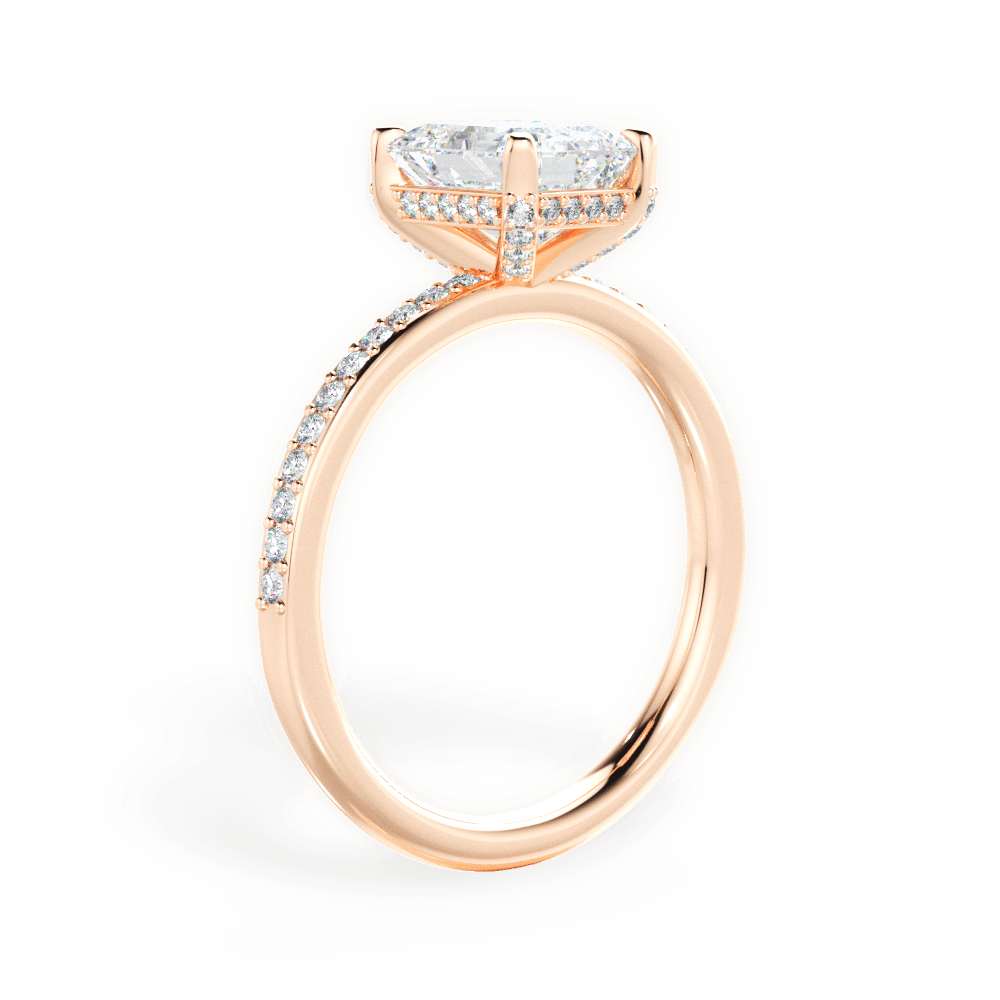 Janice Emerald Cut Lab Grown Diamond 18Kt Rose Gold Engagement Ring - View 4