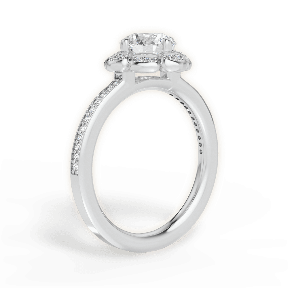 Hayley Round Cut Lab Grown Diamond 18Kt White Gold Engagement Ring - View 3
