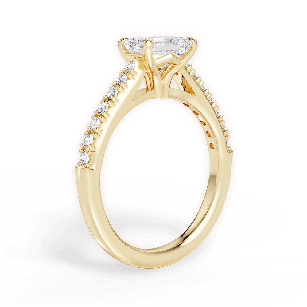 Diane Emerald Cut Lab Grown Diamond 18Kt Yellow Gold Engagement Ring - View 2